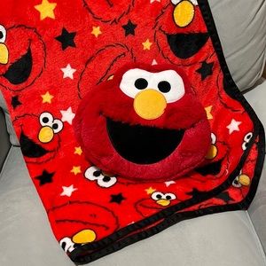 Sesame Street Elmo blanket and Elmo pillow